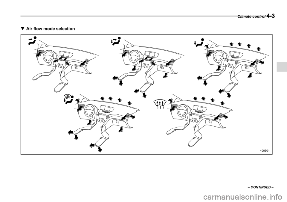 SUBARU TRIBECA 2006 1.G Owners Manual Climate control 4-3
–  CONTINUED  –
�TAir flow mode selection
400501 