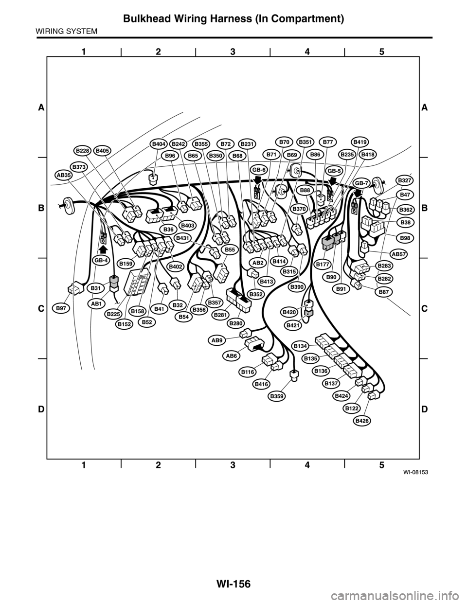 SUBARU TRIBECA 2009 1.G Service Workshop Manual WI-156
Bulkhead Wiring Harness (In Compartment)
WIRING SYSTEM 