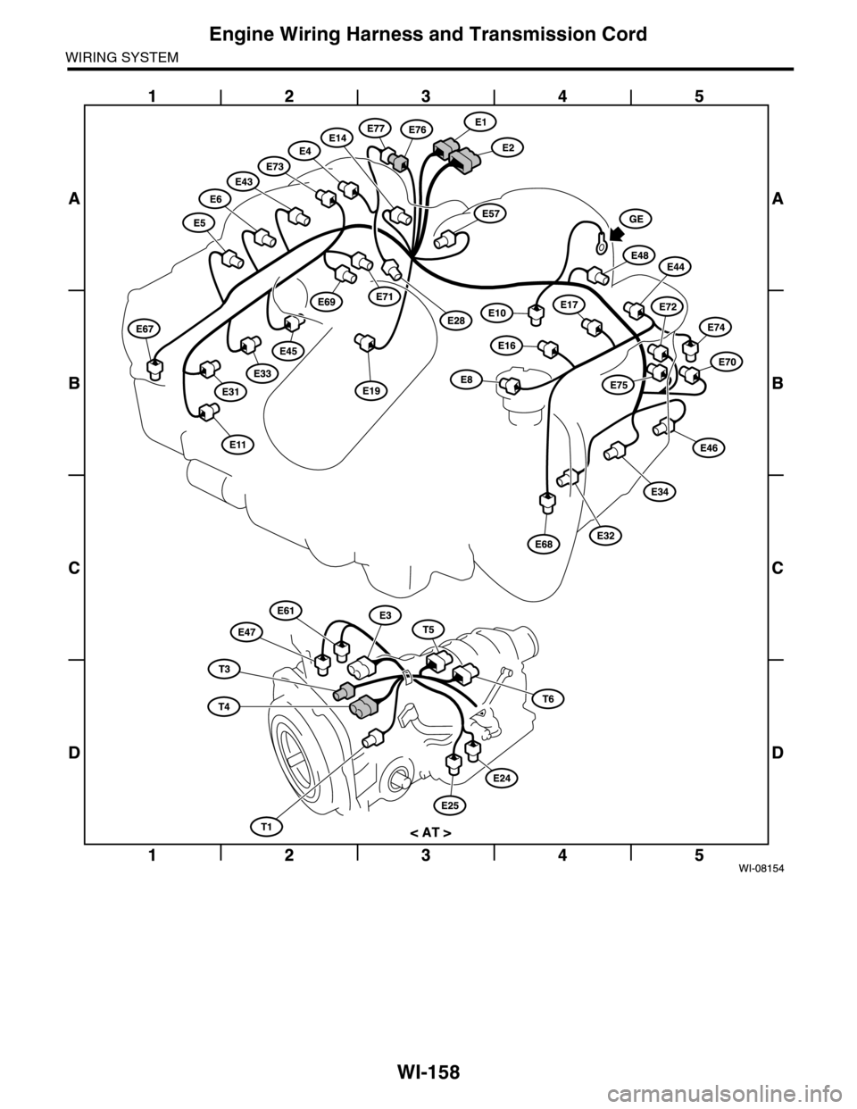 SUBARU TRIBECA 2009 1.G Service Workshop Manual WI-158
Engine Wiring Harness and Transmission Cord
WIRING SYSTEM 