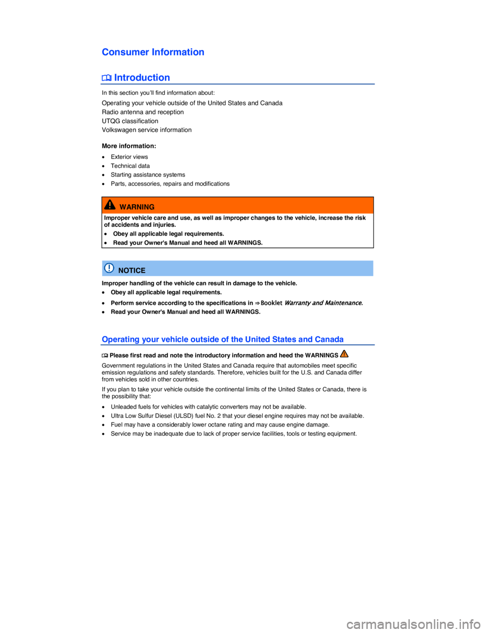 VOLKSWAGEN TOUAREG 2017  Owner´s Manual  
Consumer Information 
�