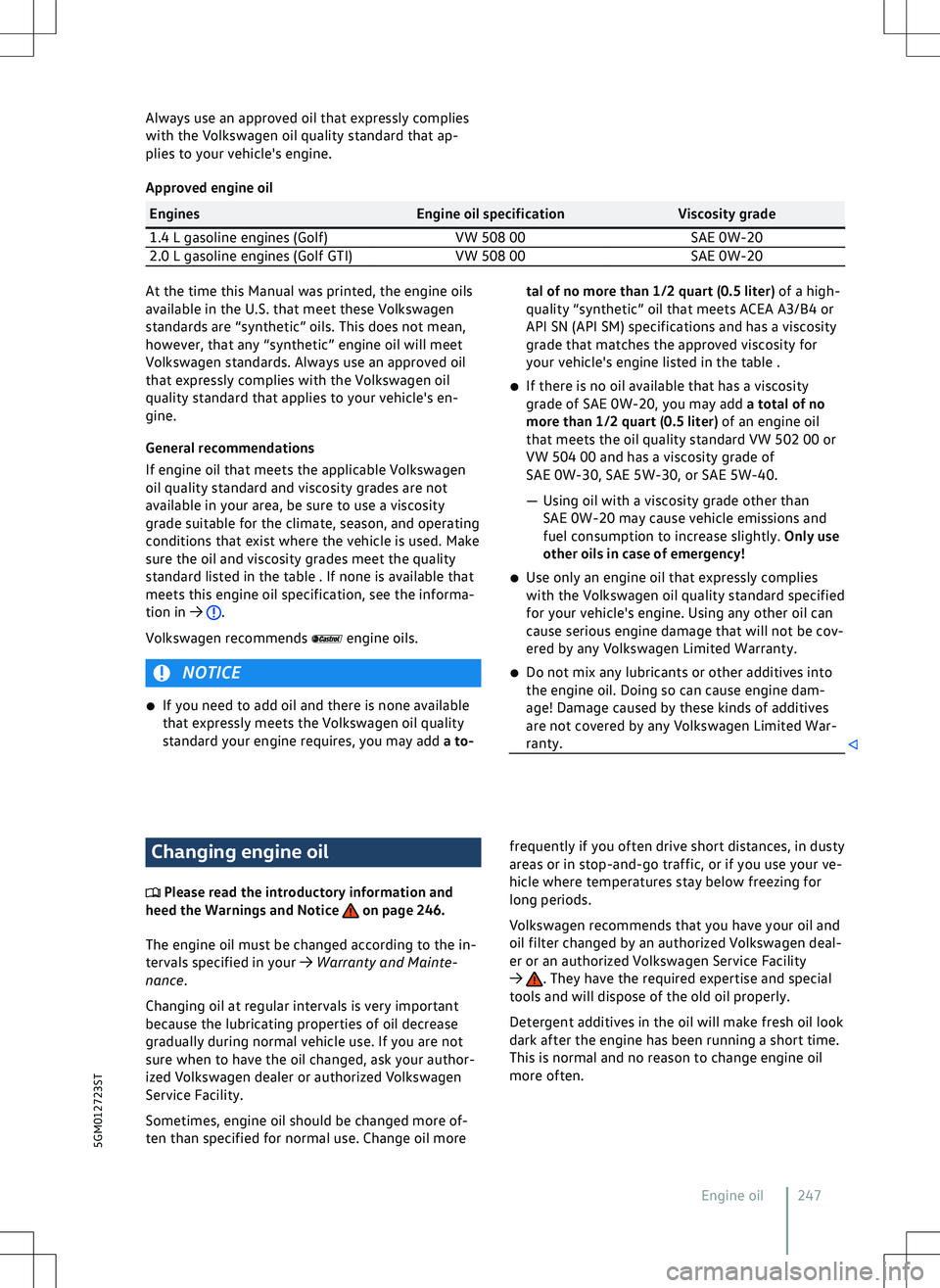 VOLKSWAGEN GOLF GTI 2020  Owners Manual 