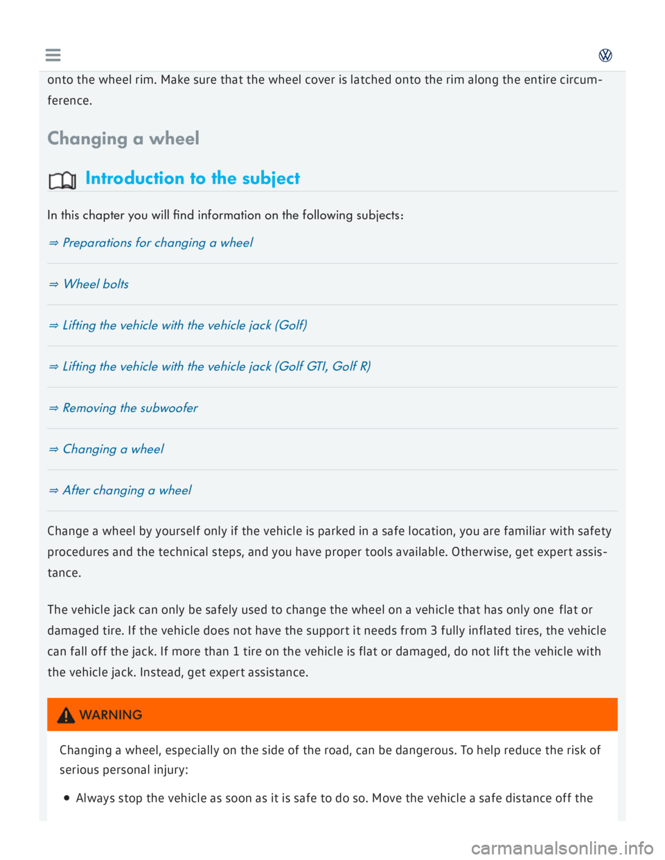 VOLKSWAGEN GOLF 7 2016  Owners Manual 