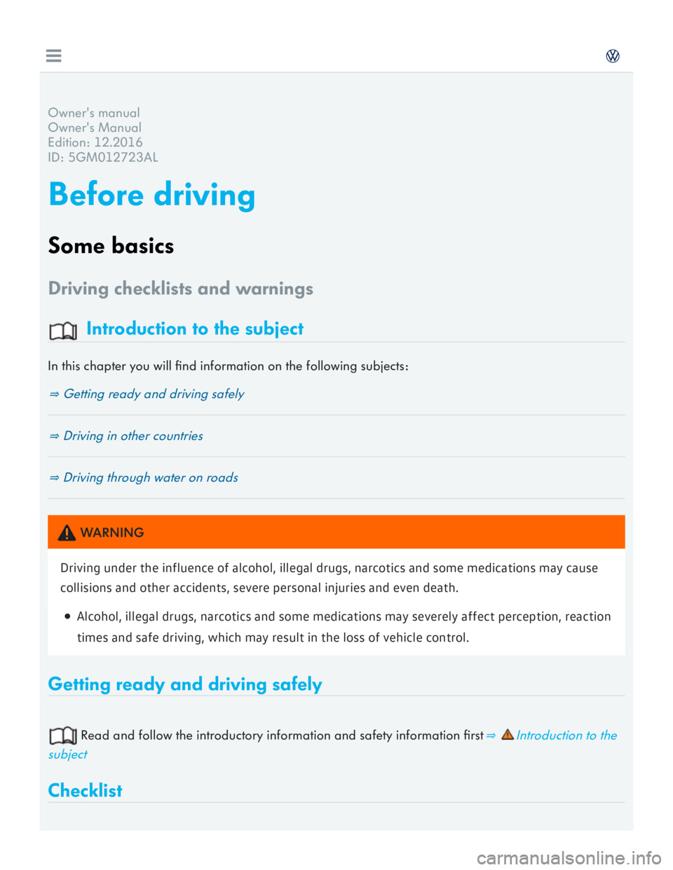VOLKSWAGEN GOLF 7 2016  Owners Manual 