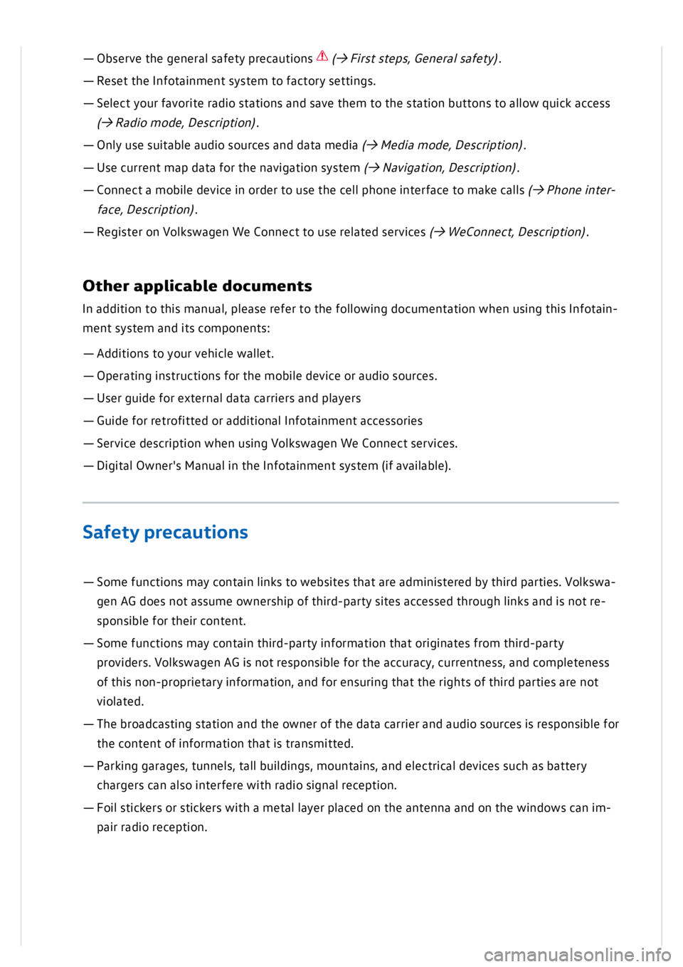 VOLKSWAGEN GOLF MK8 2020  Owners Manual 