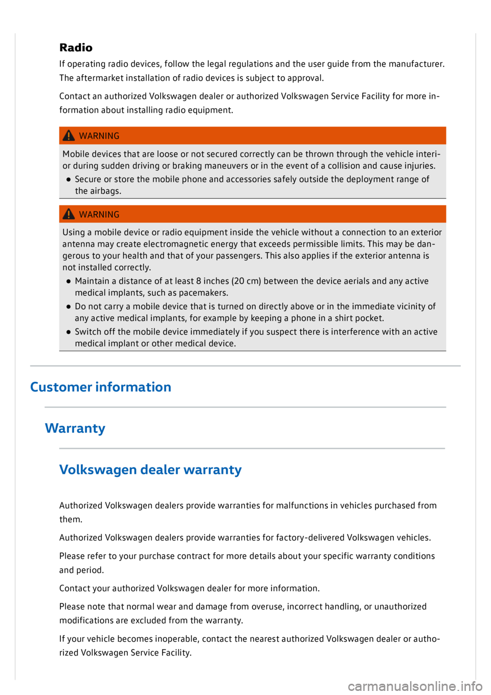 VOLKSWAGEN GOLF MK8 2020  Owners Manual 
