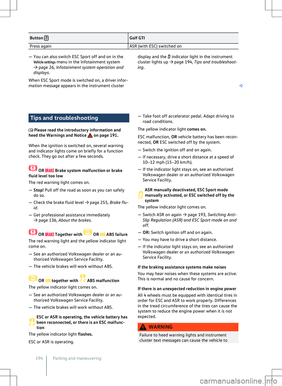 VOLKSWAGEN GOLF 2019  Owners Manual 