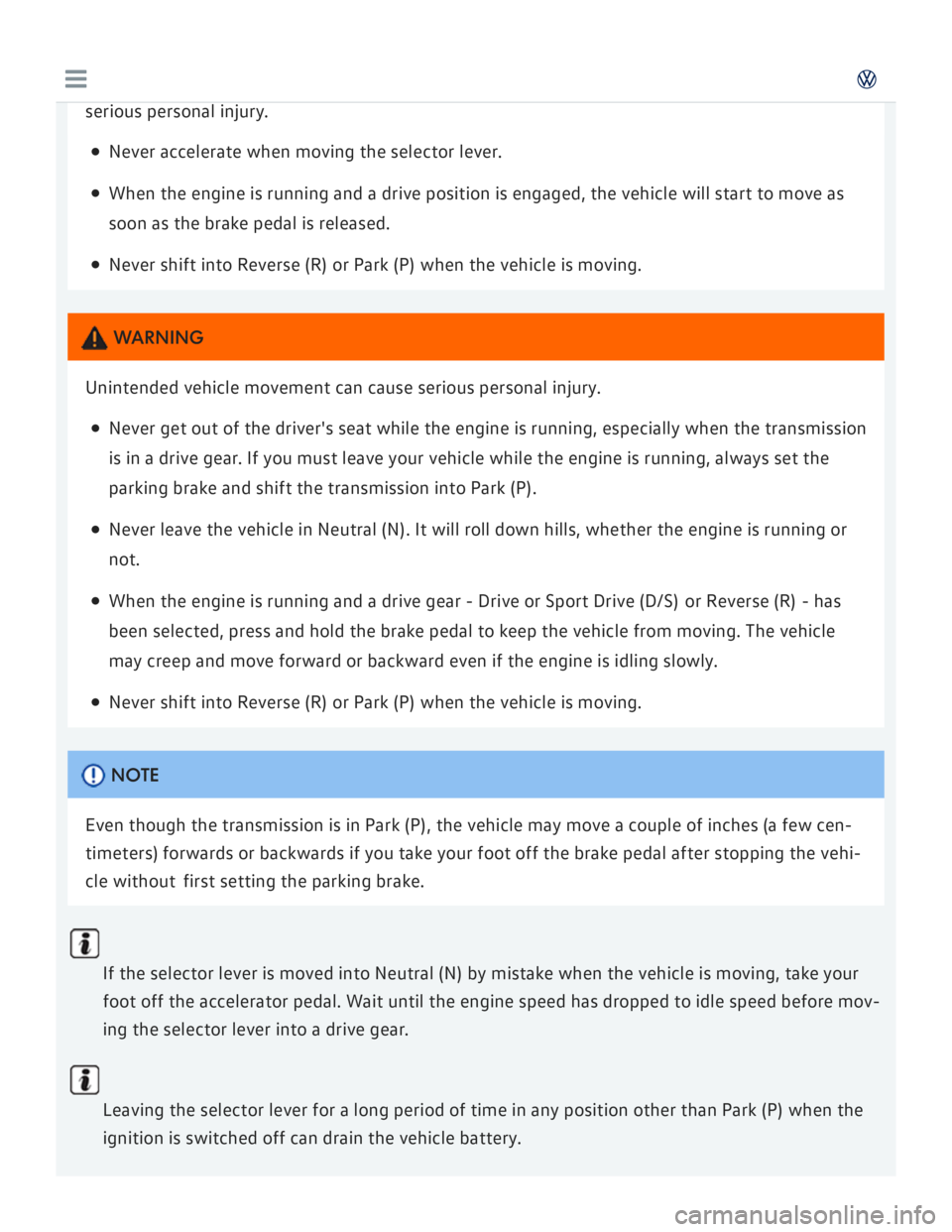 VOLKSWAGEN GOLF 2018  Owners Manual 