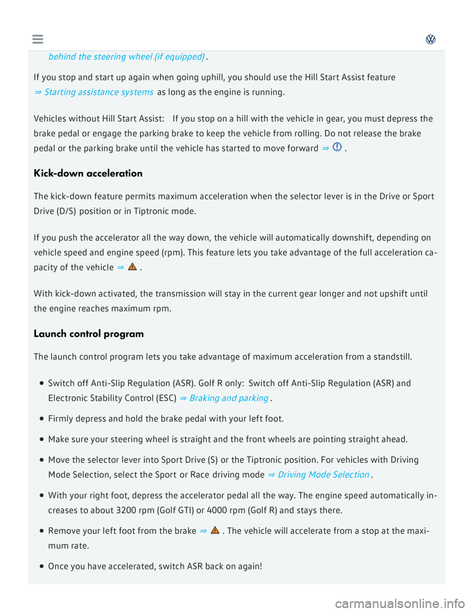 VOLKSWAGEN GOLF 2018  Owners Manual 