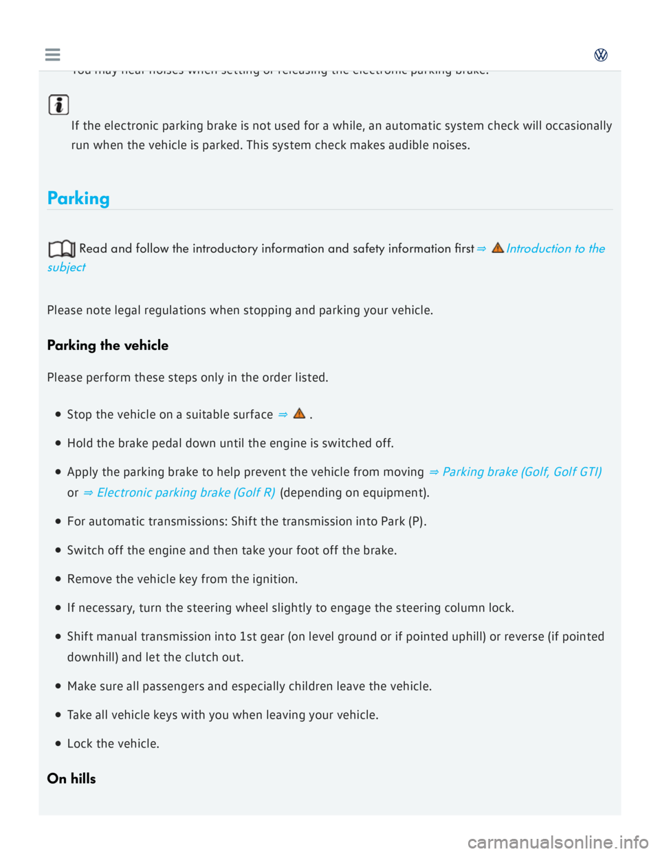 VOLKSWAGEN GOLF 2018  Owners Manual 