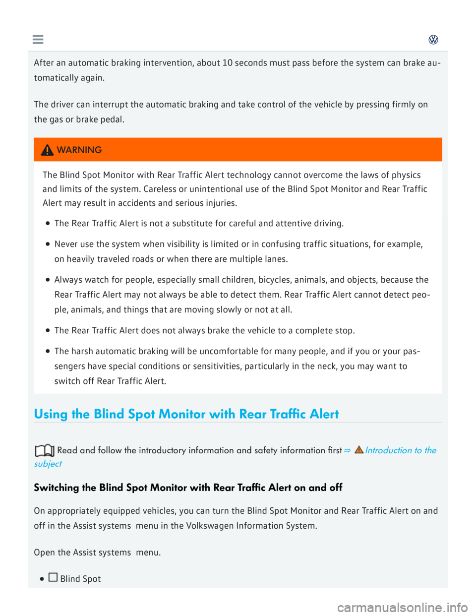 VOLKSWAGEN GOLF 2018  Owners Manual 