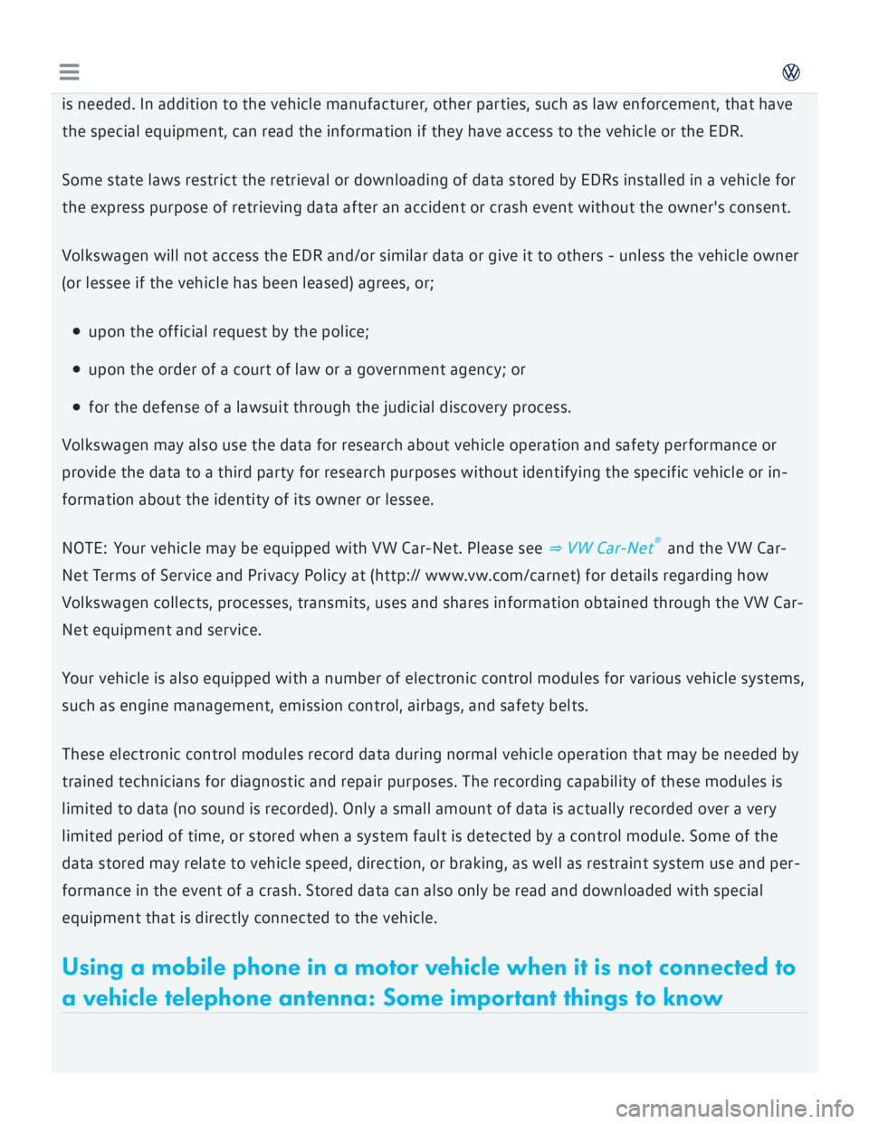 VOLKSWAGEN GOLF 2018  Owners Manual 