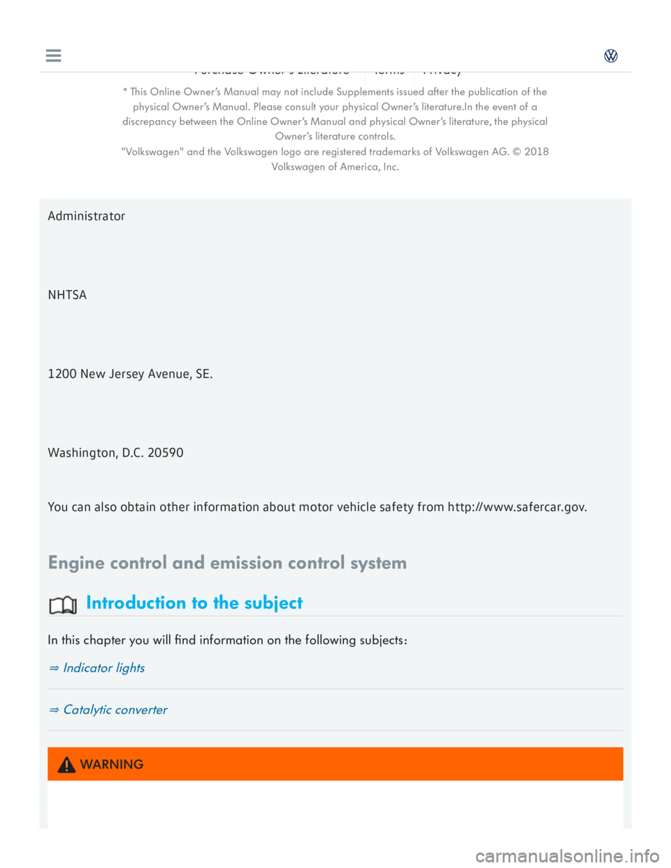 VOLKSWAGEN GOLF 2018  Owners Manual 