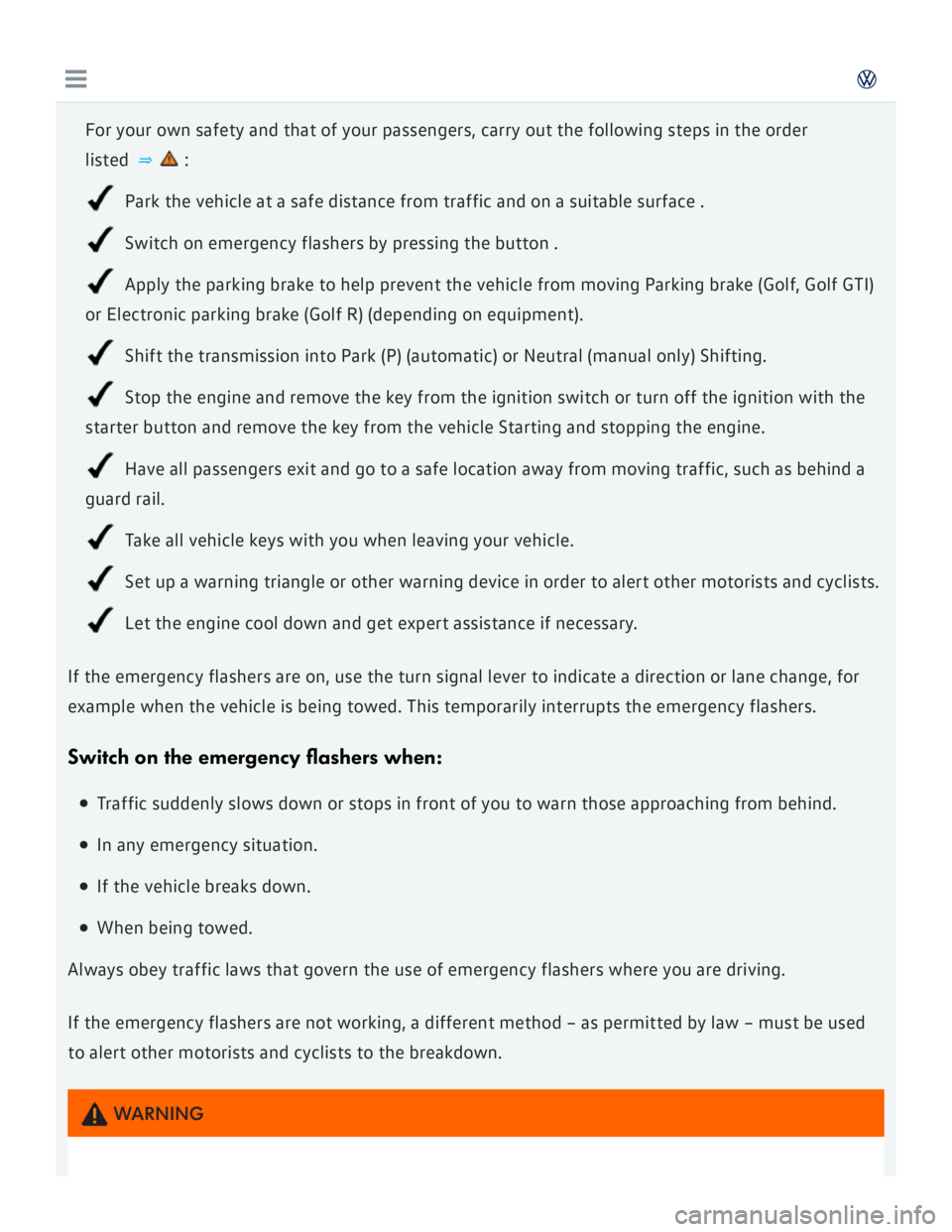 VOLKSWAGEN GOLF 2018  Owners Manual 
