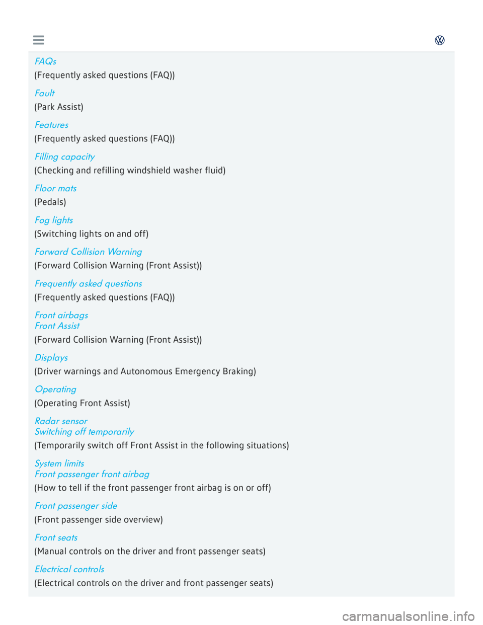 VOLKSWAGEN GOLF 2018  Owners Manual 