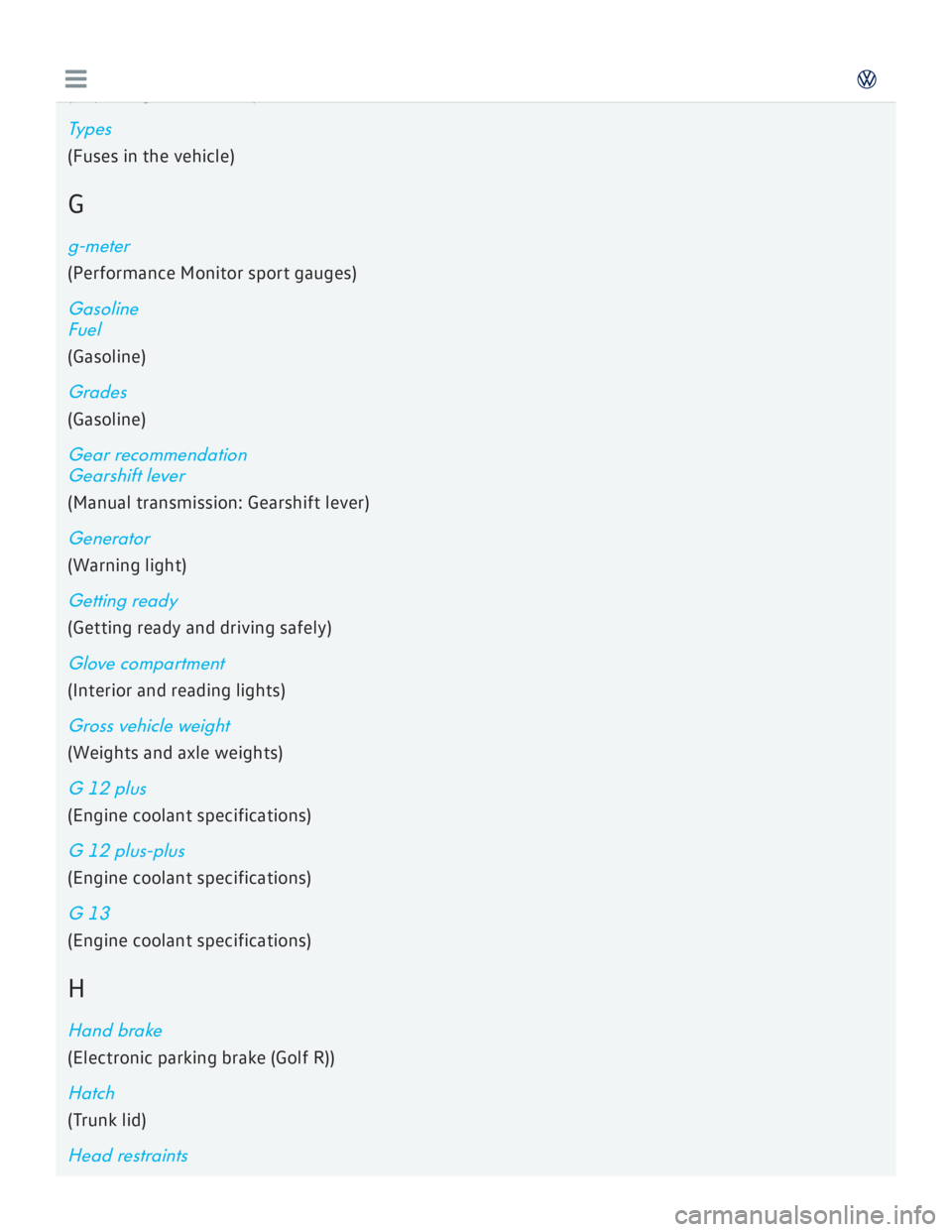 VOLKSWAGEN GOLF 2018  Owners Manual 