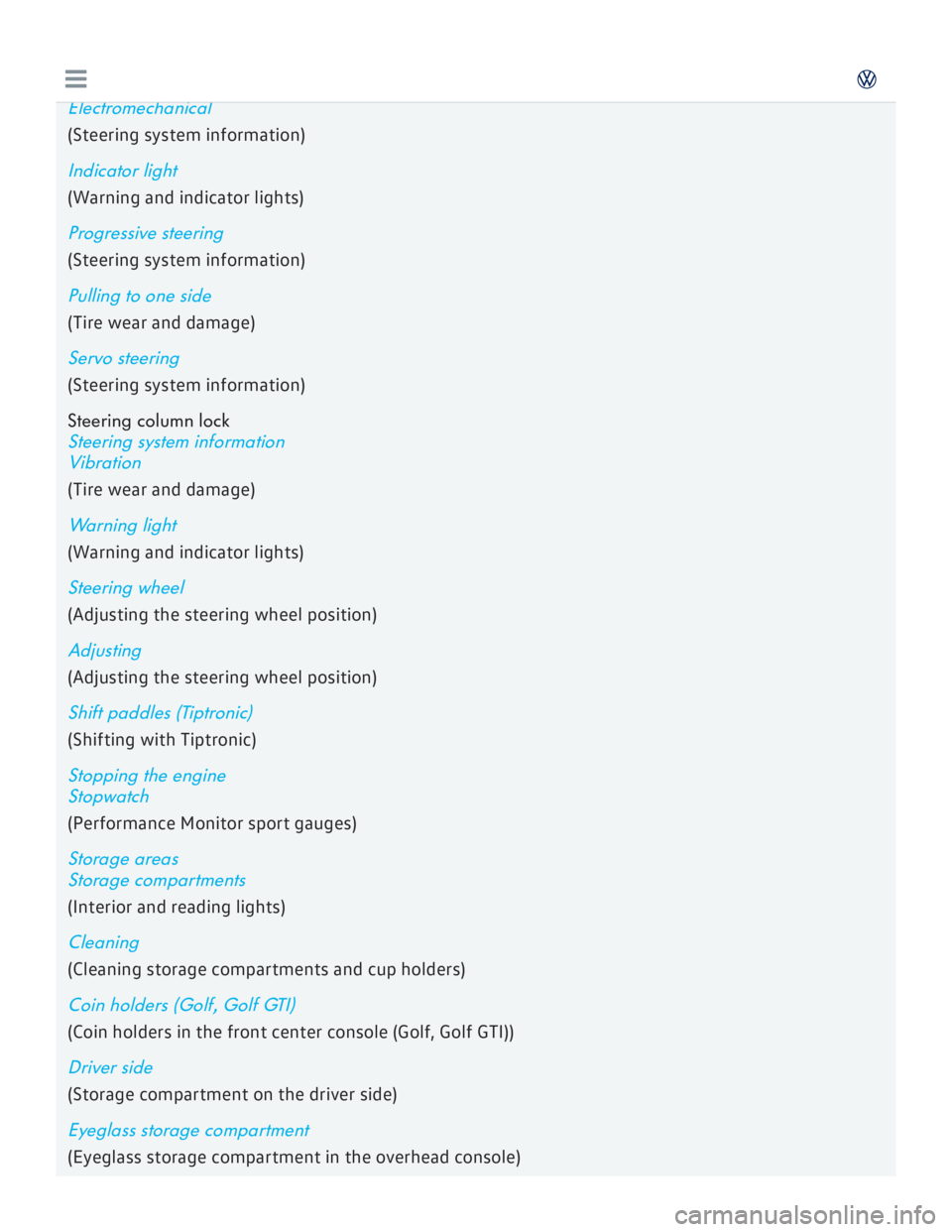 VOLKSWAGEN GOLF 2018  Owners Manual 