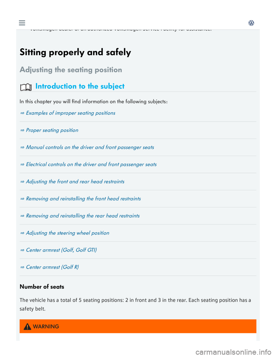 VOLKSWAGEN GOLF 2017  Owners Manual 