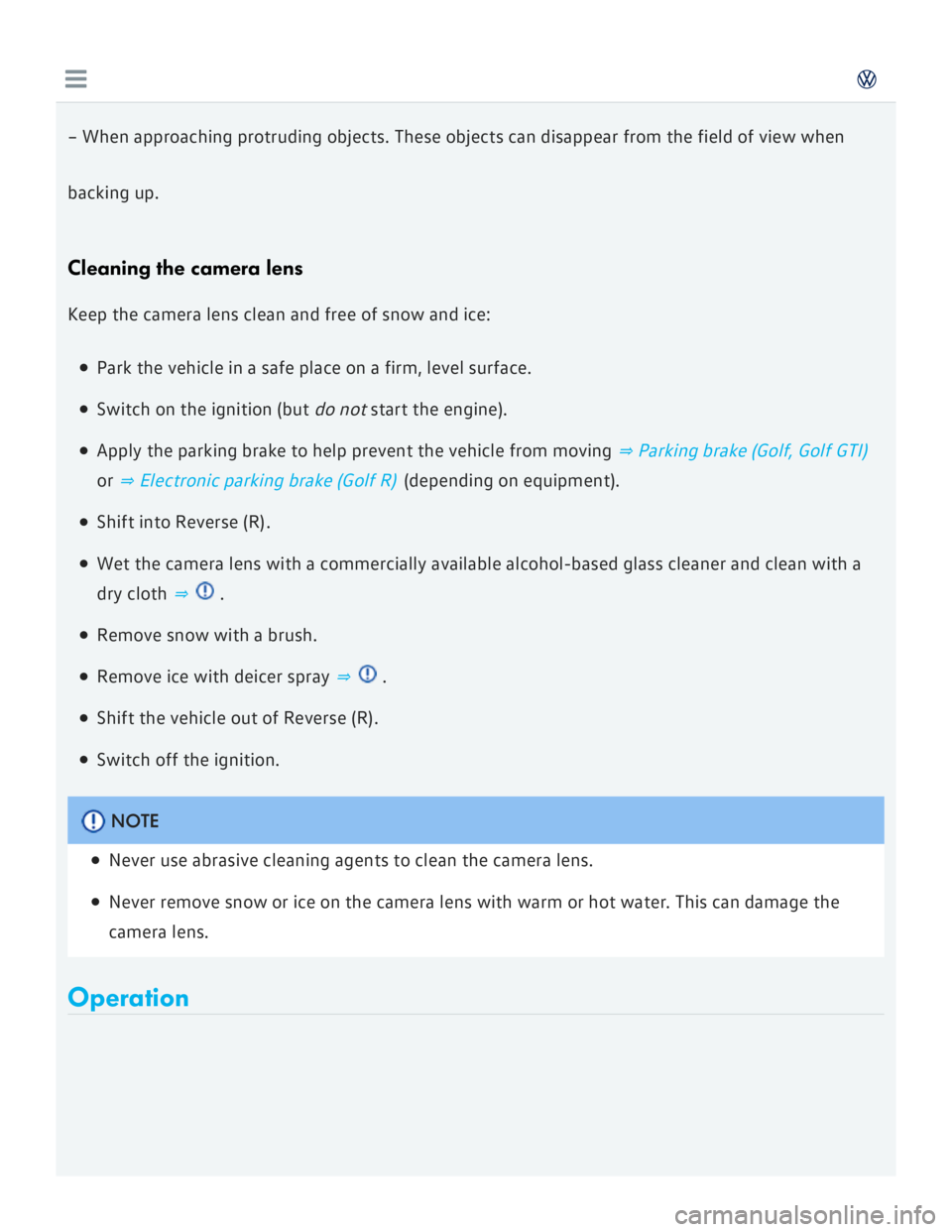 VOLKSWAGEN GOLF 2017  Owners Manual 
