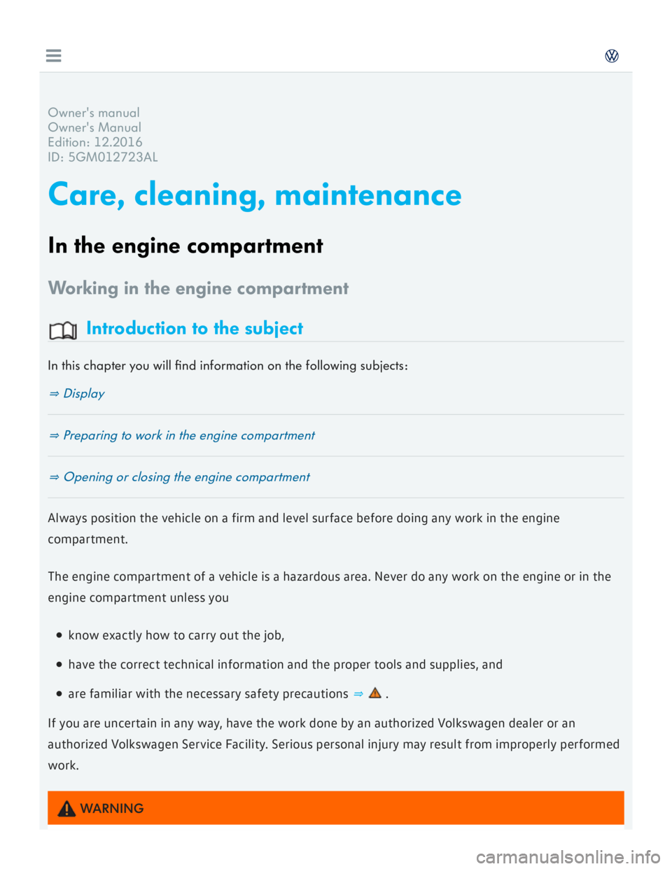 VOLKSWAGEN GOLF 2017  Owners Manual 