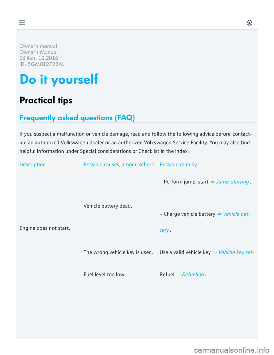 VOLKSWAGEN GOLF 2017  Owners Manual 