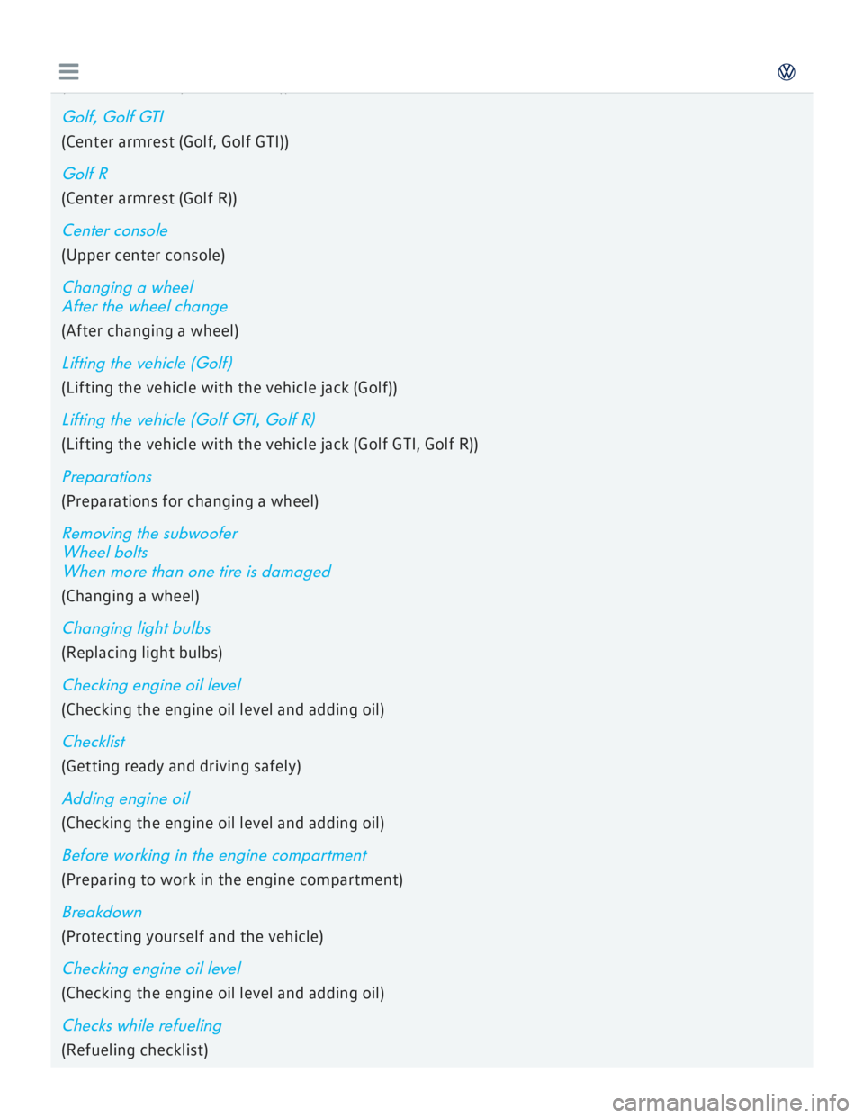 VOLKSWAGEN GOLF 2017  Owners Manual 