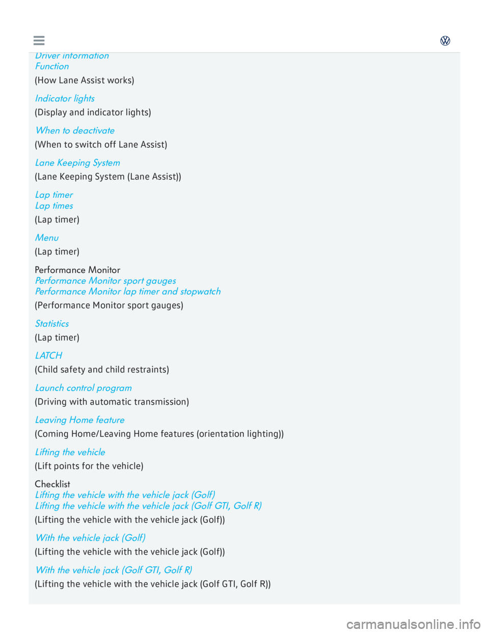 VOLKSWAGEN GOLF 2017  Owners Manual 
