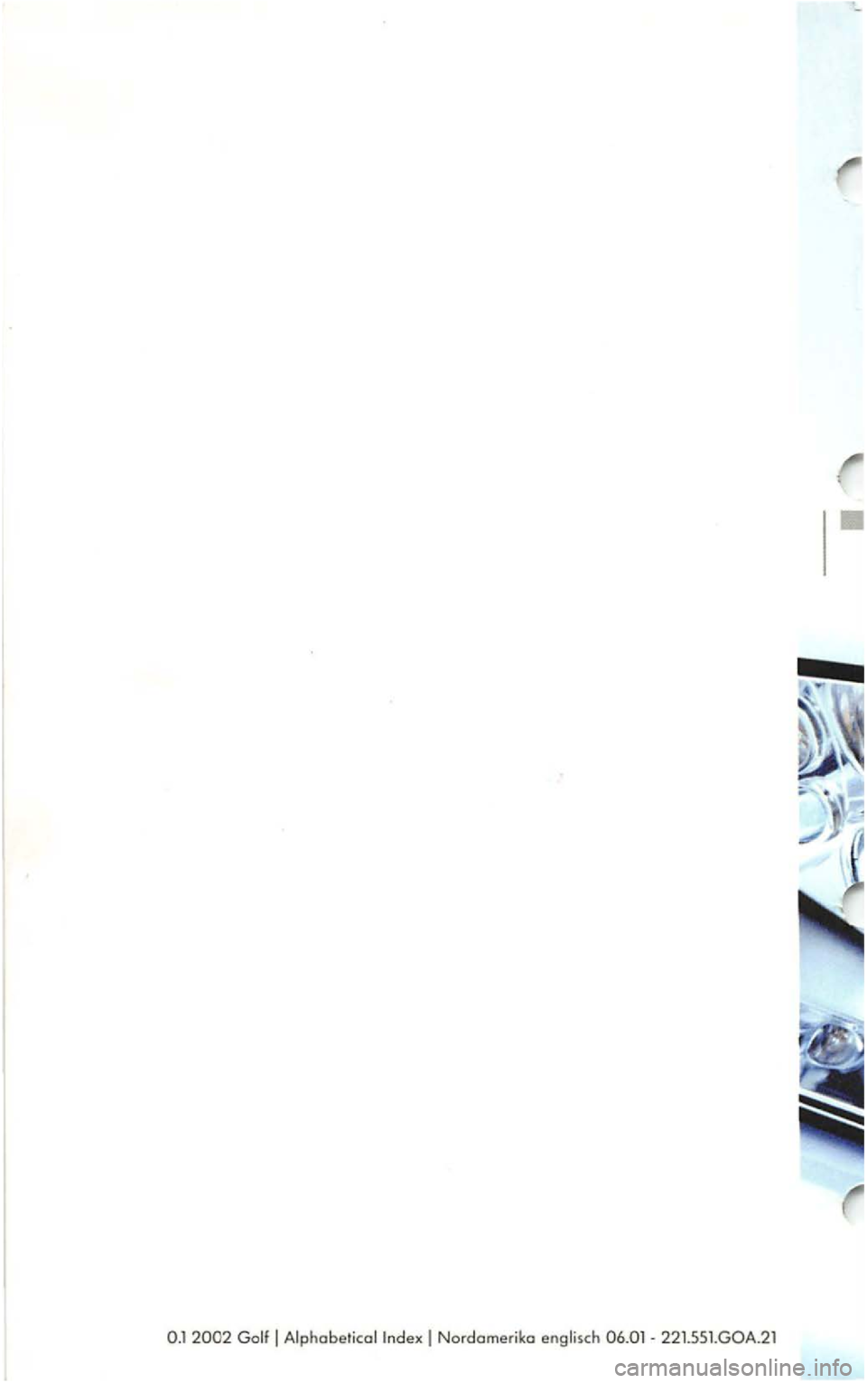 VOLKSWAGEN GOLF 2003  Owners Manual Nordomeriko  
