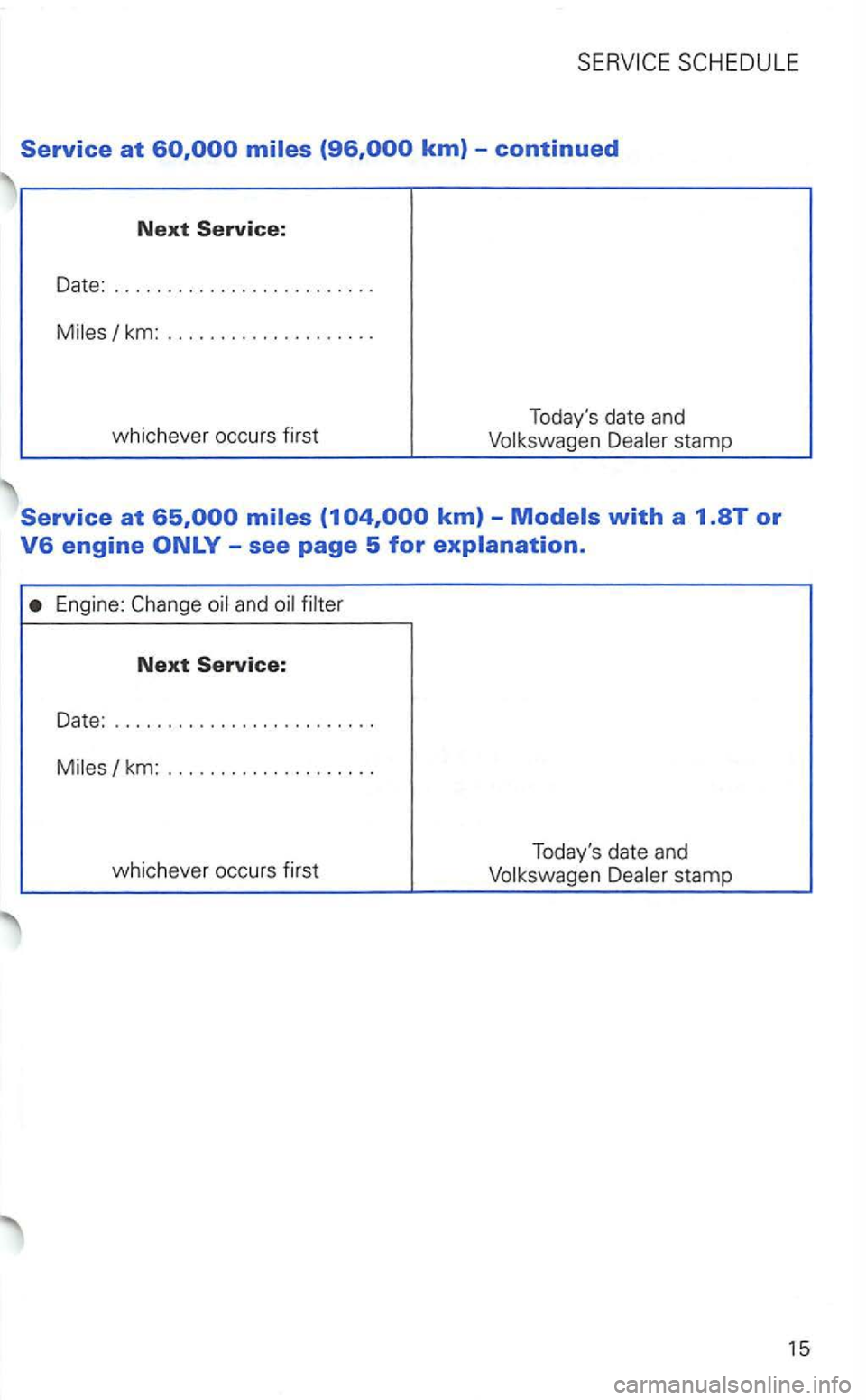 VOLKSWAGEN GOLF 2003  Owners Manual Service at  