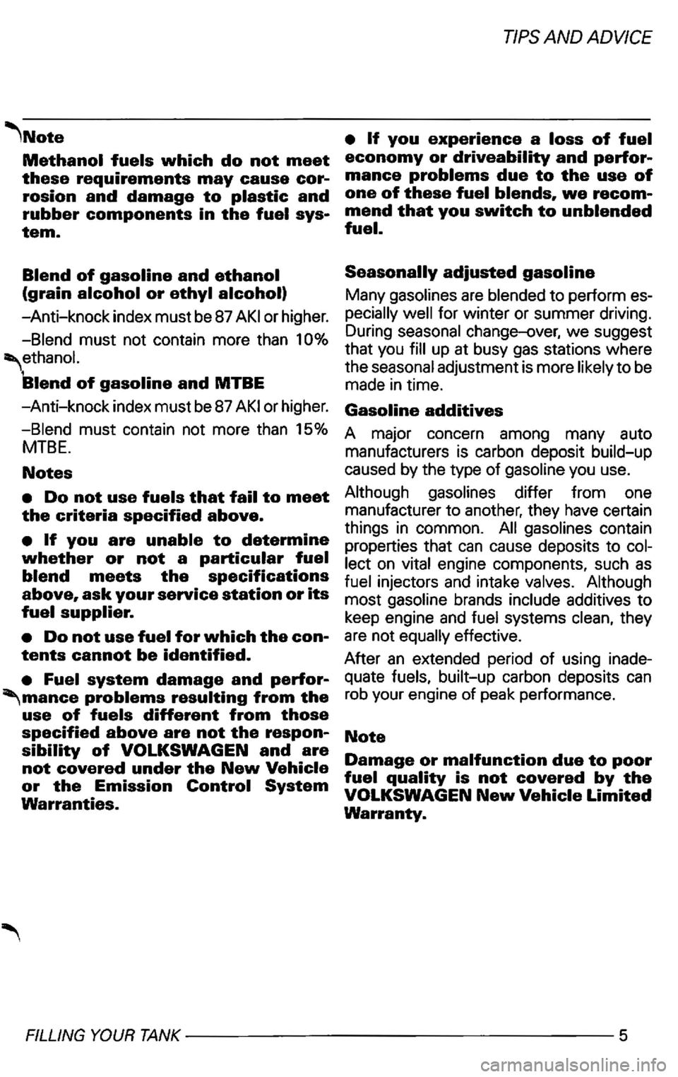 VOLKSWAGEN GOLF 2001  Owners Manual 