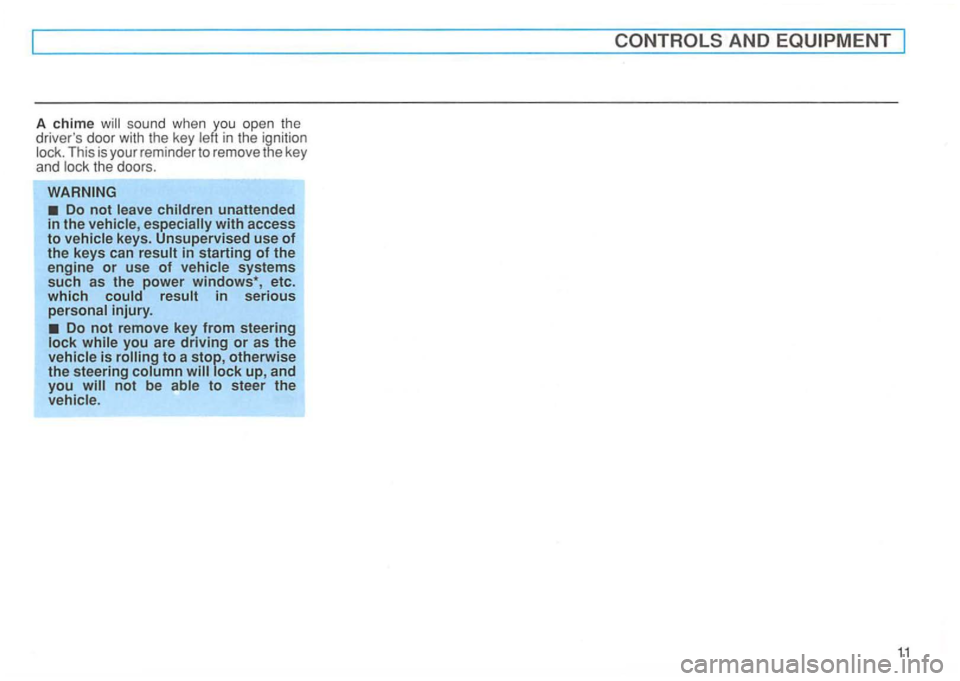 VOLKSWAGEN GOLF 1996  Owners Manual A chime sound when you open the drivers door with  the key in the  ignition   