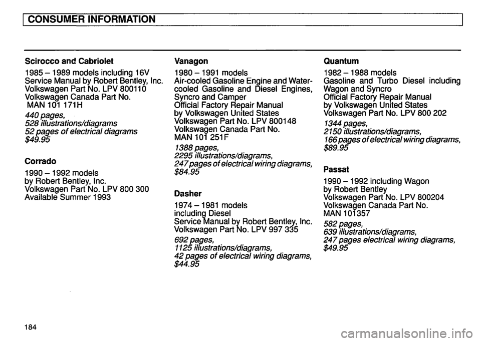 VOLKSWAGEN GOLF 1995  Owners Manual 