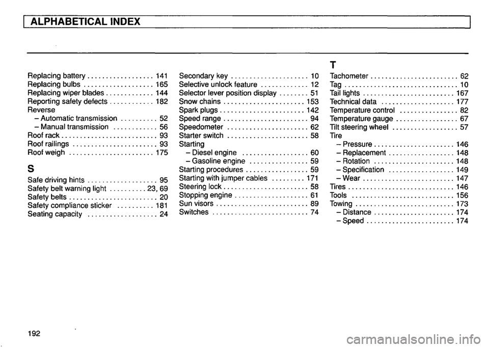 VOLKSWAGEN GOLF 1995  Owners Manual 