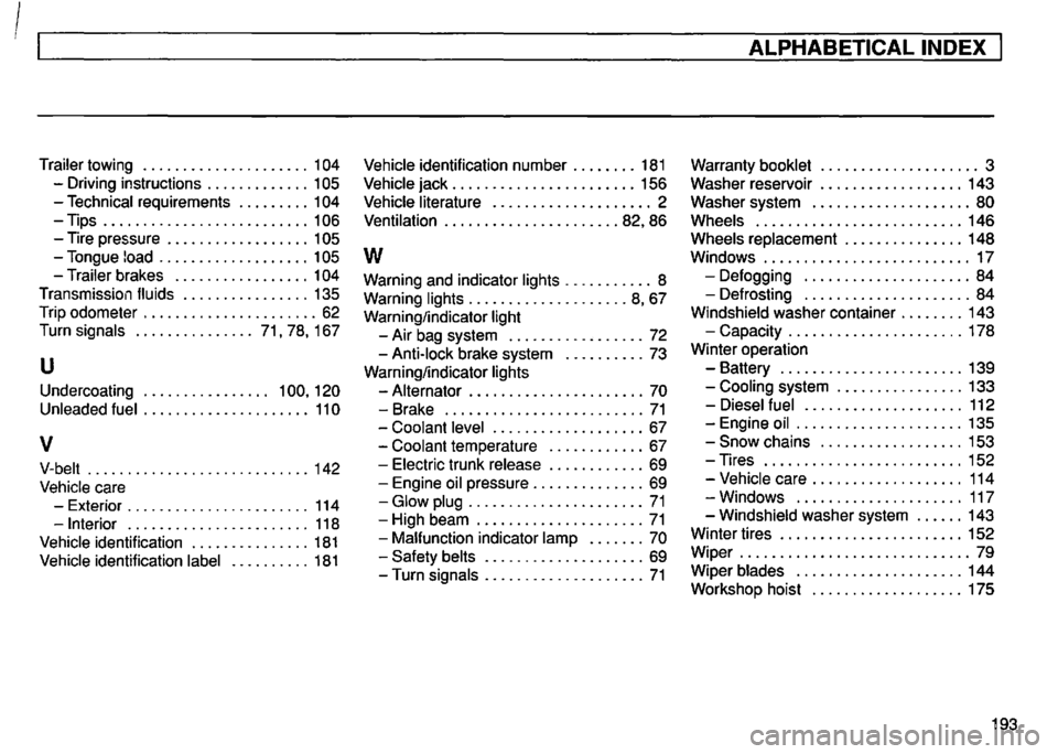 VOLKSWAGEN GOLF 1995  Owners Manual 