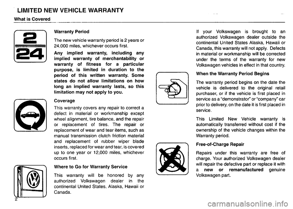VOLKSWAGEN GOLF 1995  Owners Manual 