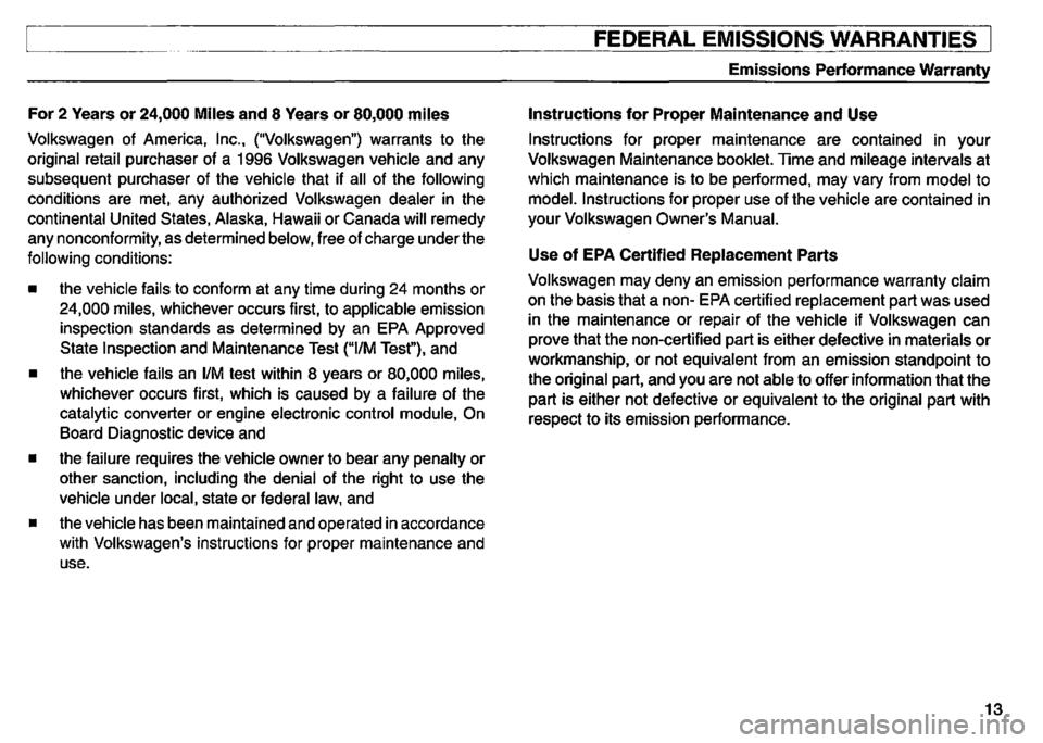 VOLKSWAGEN GOLF 1995  Owners Manual 