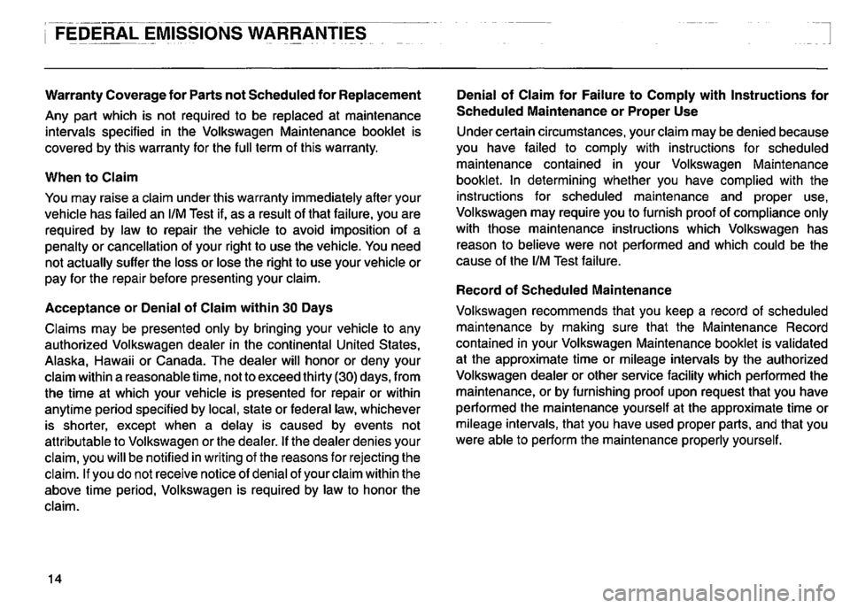 VOLKSWAGEN GOLF 1995  Owners Manual 