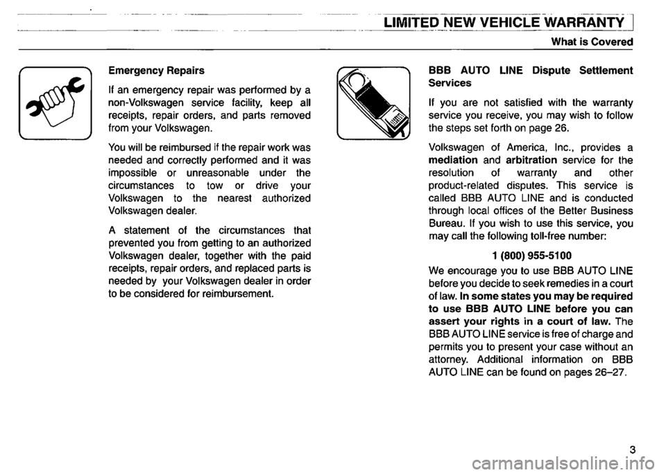 VOLKSWAGEN GOLF 1994  Owners Manual 