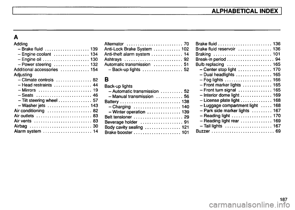 VOLKSWAGEN GOLF 1992  Owners Manual 