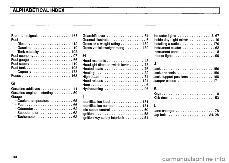 VOLKSWAGEN GOLF 1992  Owners Manual 
