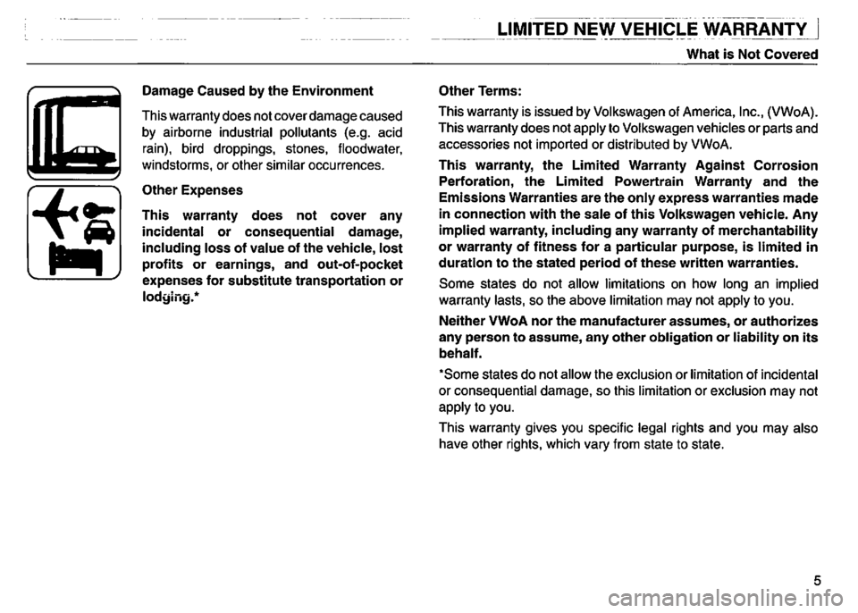 VOLKSWAGEN GOLF 1992  Owners Manual 