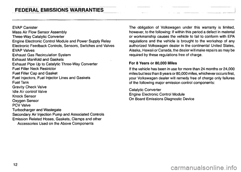 VOLKSWAGEN GOLF 1992  Owners Manual 