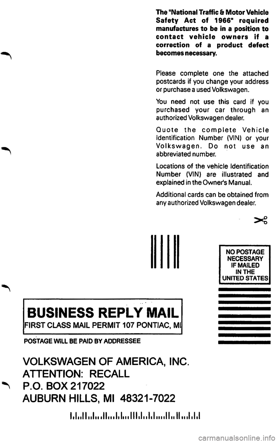 VOLKSWAGEN PASSAT 2003  Owners Manual Locations of the vehicle  Identification 
Number  