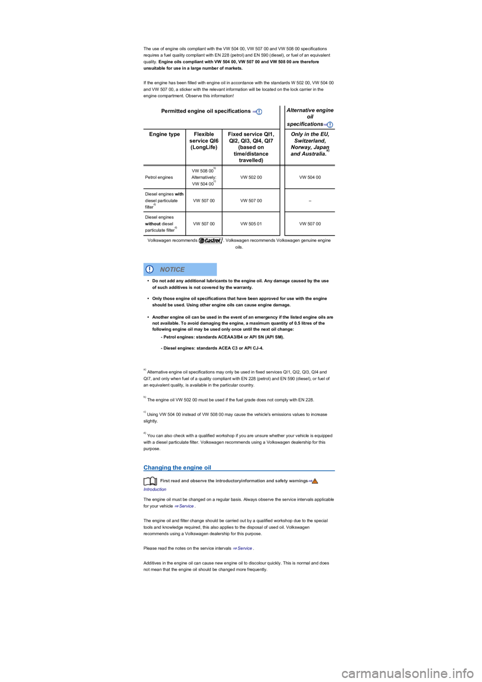 VOLKSWAGEN TIGUAN WOLFSBURG 2017  Owners Manual The use of engine oils compliant with the VW 504 00, VW 507 00 and VW 508 00 specifications 
requires a fuel quality compliant with EN 228 (petrolyf��D�Q�G��(�1�������G�L�H�V�H�O�\f, or fuel o