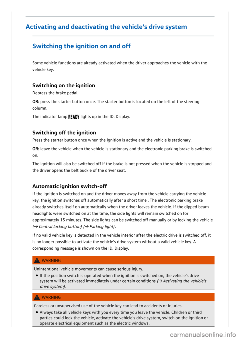 VOLKSWAGEN ID.3 2022  Owners Manual 