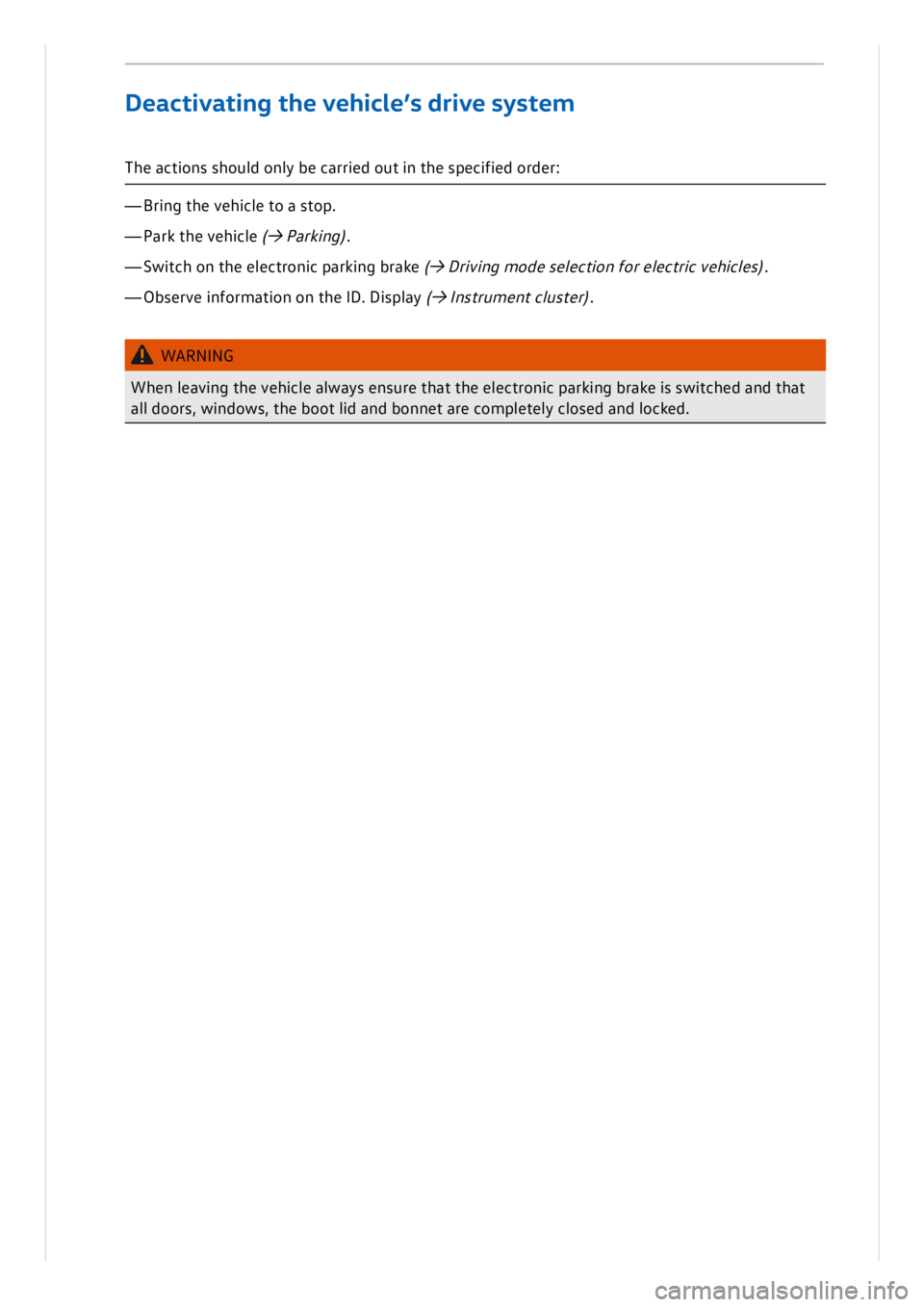 VOLKSWAGEN ID.3 2022  Owners Manual 