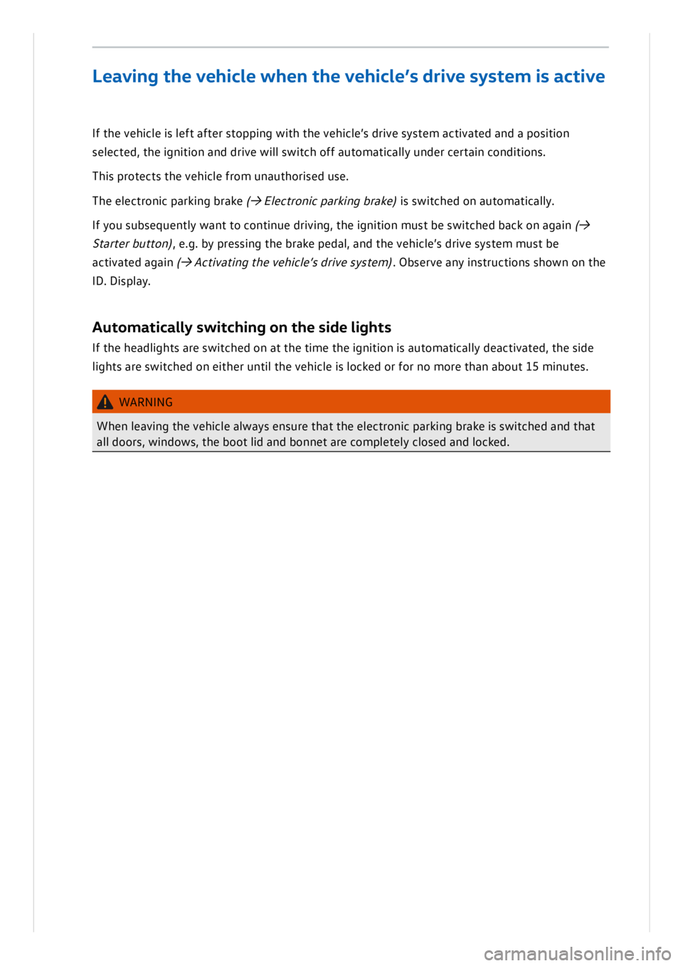 VOLKSWAGEN ID.3 2022  Owners Manual 