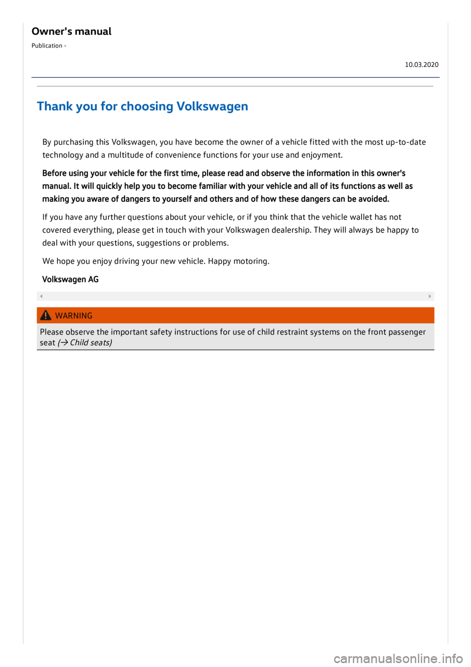 VOLKSWAGEN ID.3 2021  Owners Manual 
