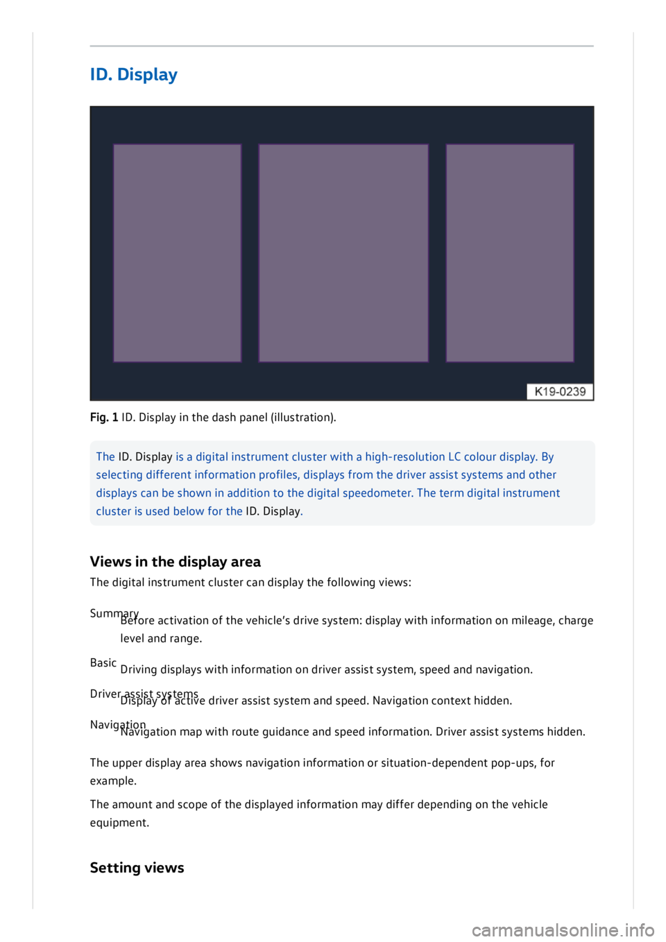VOLKSWAGEN ID.3 2019  Owners Manual 