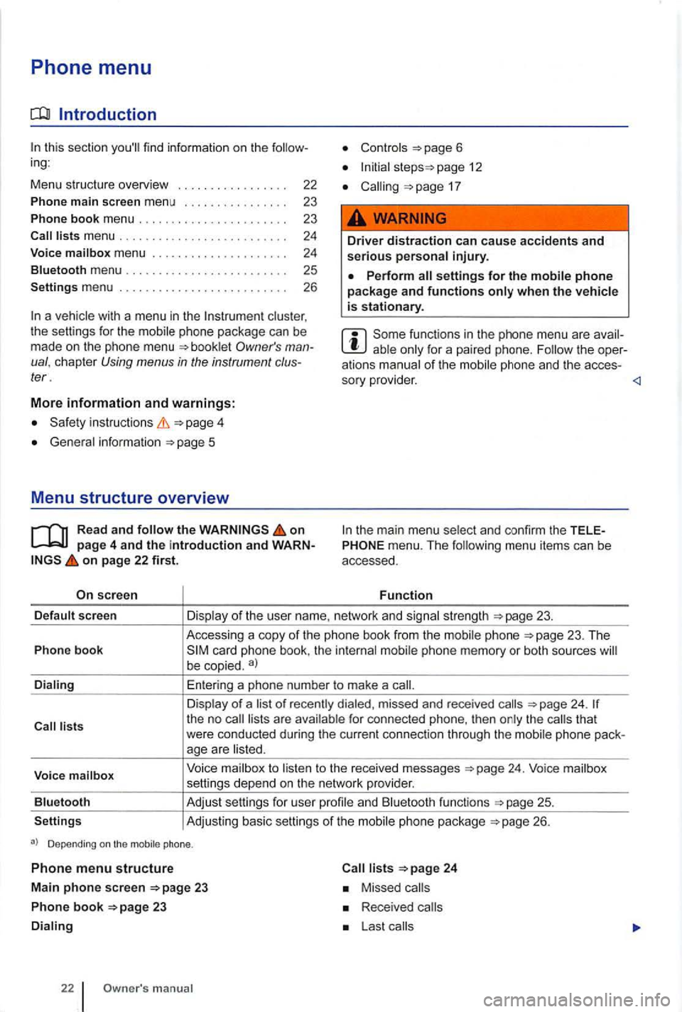VOLKSWAGEN GOLF PLUS 2012 Owners Manual Phone menu
Introduction
this section youll find information on the follow
ing :
Menu stru cture overv i
ew
Phone main screen menu
Phone book menu ... .
clus ter ,
t he sett ings fo VOLKSWAGEN GOLF PLUS 2012 Owners Manual Phone menu
Introduction
this section youll find information on the follow
ing :
Menu stru cture overv i
ew
Phone main screen menu
Phone book menu ... .
clus ter ,
t he sett ings fo