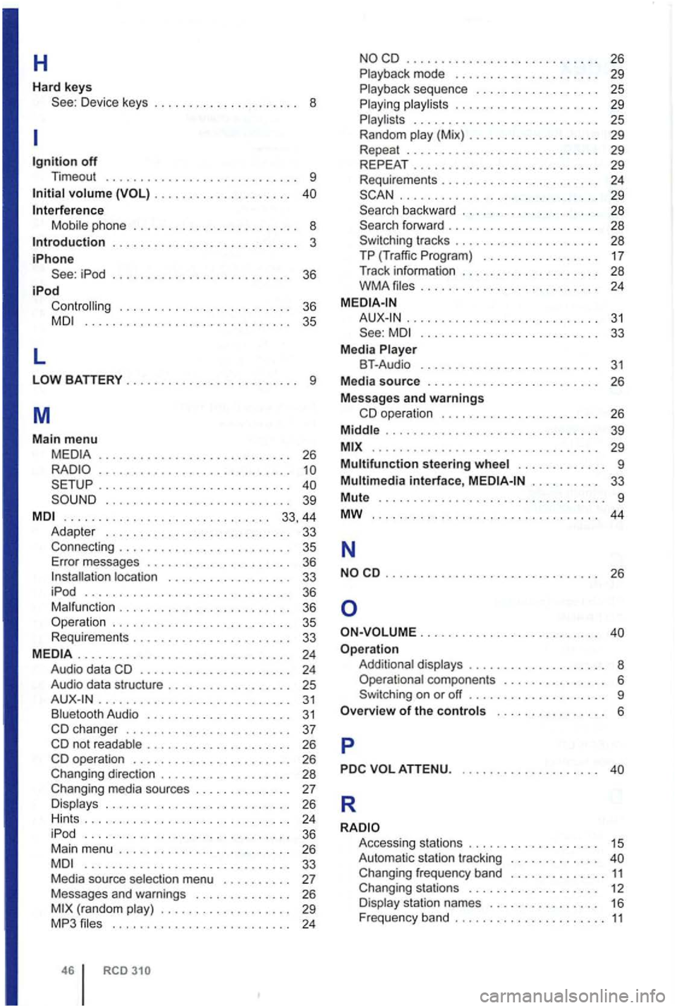 VOLKSWAGEN GOLF PLUS 2012  Owners Manual H 
Hard keys Device keys . .  . . . . .  . .  . .  .  . . .  .  . . . .  .  8 
off Timeout ............................ 9 
volume . .  . . .  . .  .  . . . . . . . .  . . . . 
Mobile  ph one  .  .  . 